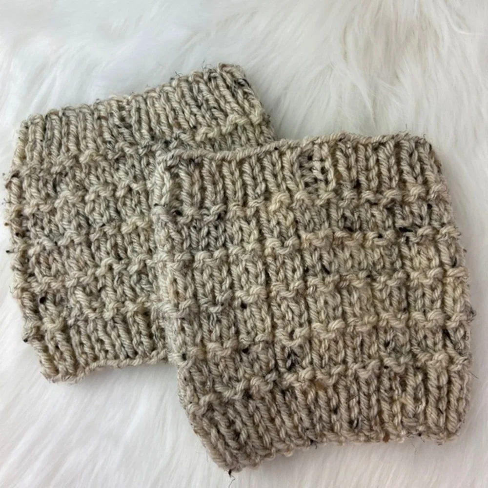 Tan and Black Boot Cuffs Handmade Crochet Knit